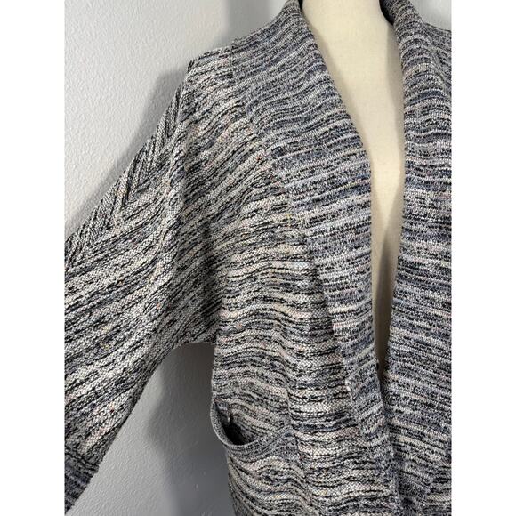 Splendid Black White Jacket Woven Boucle Kimono Wrap Open Cardi Large - Picture 4 of 10
